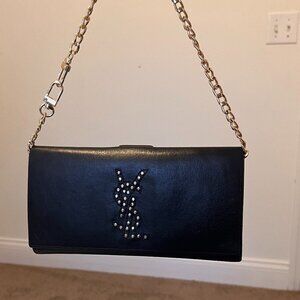 Authentic YSL Wallet - Black Lambskin (turned into Crossbody) EUC